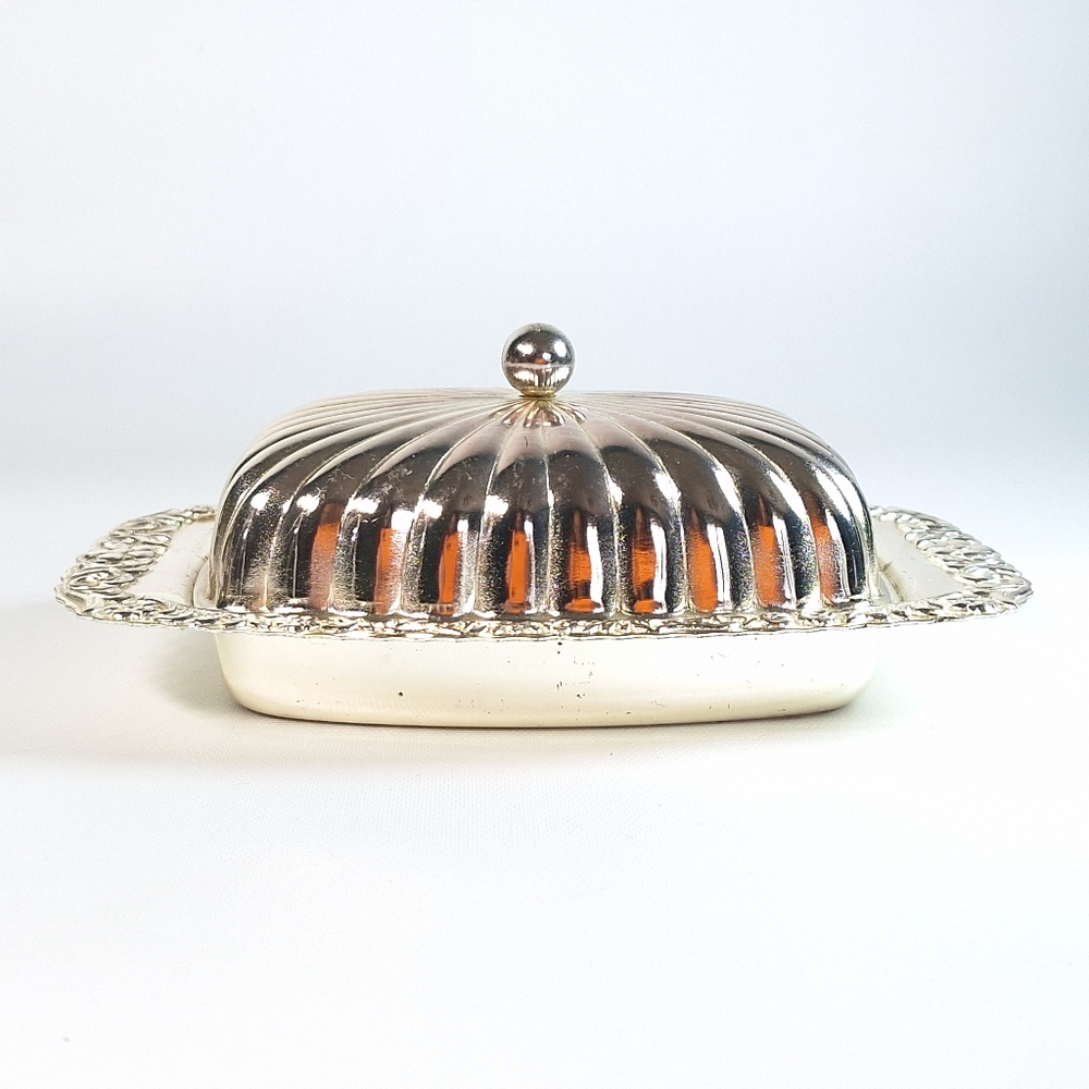 Vintage Mayell EP Steel Silver Plate Butter Dish Made In England